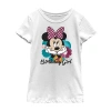 Fifth Sun Little & Big Kid Girls Crew Neck Short Sleeve Slim Fit Minnie Mouse Graphic T-shirt In White