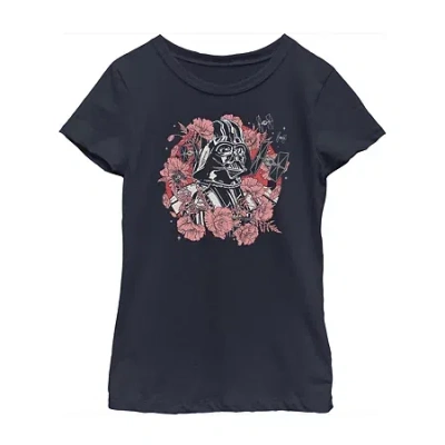 Fifth Sun Little & Big Kid Girls Crew Neck Short Sleeve Slim Fit Star Wars Graphic T-shirt In Black