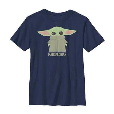 Fifth Sun Mandalorian Little & Big Kid Boys Crew Neck Short Sleeve Slim Fit Star Wars Graphic T-shirt In Blue