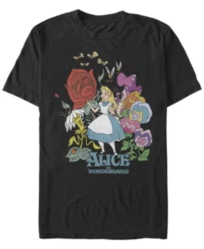 Fifth Sun Men's Alice In Wonderland Flower Love Short Sleeve T-shirt In Black