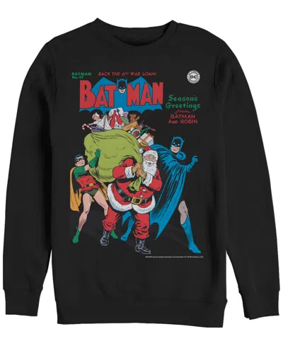 Fifth Sun Men's Batman Seasons Greetings Crew Fleece Pullover In Black