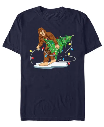 Fifth Sun Men's Bigfoot Christmas Cotton T-shirt In Blue