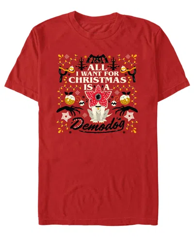 Fifth Sun Men's Christmas Demodog Short Sleeve T-shirt In Red