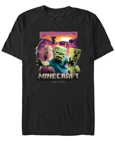 Fifth Sun Men's Minecraft Movie Classic Monsters Short Sleeve T-shirt In Black