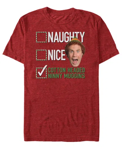 Fifth Sun Men's Cotton Headed Checklist Graphic T-shirt In Red Heather