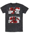 Fifth Sun Mens Deadpool 4 Panel 2 Tone Short Sleeve Mineral Wash Tee In Black