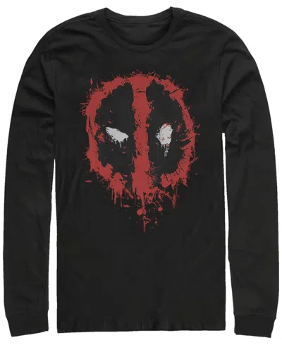 Fifth Sun Mens Deadpool Splatter Icon Long Sleeve T-shirt In Black