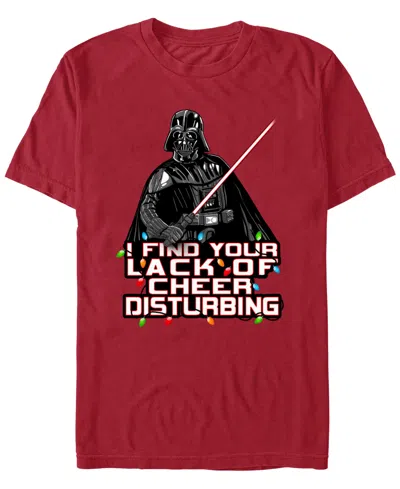 Fifth Sun Men's Disturbing Cheer Star Wars Graphic Holiday T-shirt In Cardinal