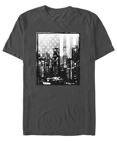 Fifth Sun Men's Generic Additude Distressed Skyline Short Sleeves T-shirt In Charcoal