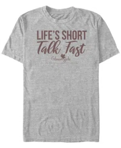 Fifth Sun Men's Gilmore Girls Tv Life's Short Talk Fast Short Sleeve T-shirt In Athletic Heather
