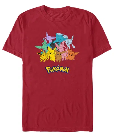 Fifth Sun Men's Gotta Catch Eeveelutions Short Sleeve T-shirt In Cardinal