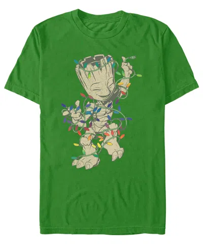 Fifth Sun Men's Guardians Of The Galaxy Classic Jingle Groot Simplified Short Sleeves T-shirt In Kelly