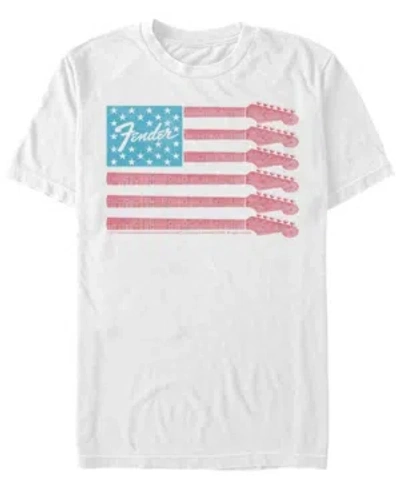 Fifth Sun Men's Guitar Flag Short Sleeve Crew T-shirt In White