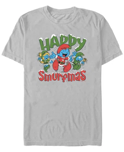 Fifth Sun Men's Happy Smurfmas Short Sleeve T-shirt In Silver