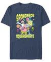 Fifth Sun Men's Happy Spongebob Hug Short Sleeve T-shirt In Navy Heather