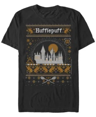 Fifth Sun Men's Hufflepuff Sweater Short Sleeve Crew T-shirt In Black