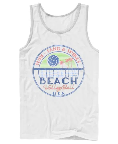 Fifth Sun Men's Jupiter Sand And Sea Beach California Usa Retro Graphic Tank Top In White