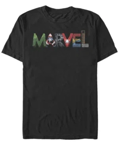 Fifth Sun Men's Marvel Fan Letters Short Sleeve Crew T-shirt In Black