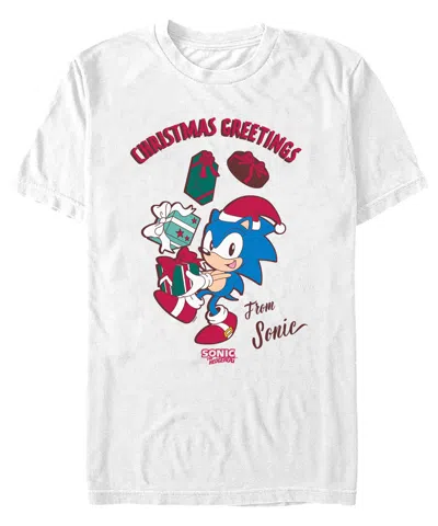 Fifth Sun Men's Merry Christmas Sonic Short Sleeve T-shirt In White