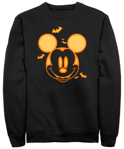 Fifth Sun Men's Mickey Classic Mickey Pumpkin Crew Fleece Pullover In Black