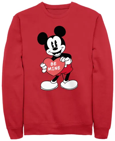 Fifth Sun Men's Mickey Love Crew Fleece Pullover Sweatshirt In Red