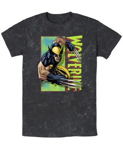 Fifth Sun Mens Mvl Wolverine Attack Panel Short Sleeve Mineral Wash Tee In Black