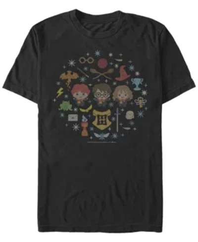 Fifth Sun Men's Needlepoint Friends Short Sleeve Crew T-shirt In Black