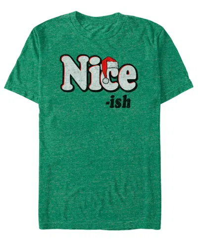 Fifth Sun Men's Nice Ish Graphic Crew Neck T-shirt In Kelly Heather