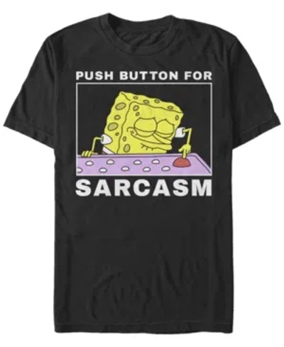 Fifth Sun Men's Sarcasm Button Meme Short Sleeve Crew T-shirt In Black