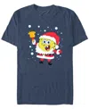 Fifth Sun Men's Spongebob Santa Bell Short Sleeve T-shirt In Navy Heather