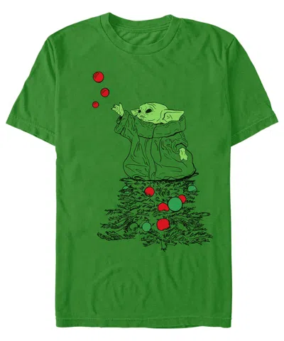 Fifth Sun Men's Star Wars Mandalorian Grogu Tree Short Sleeves T-shirt In Kelly