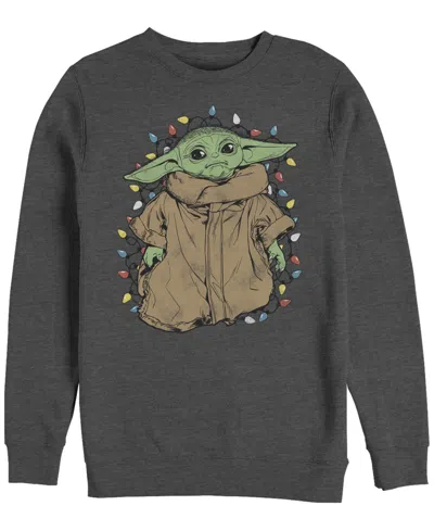 Fifth Sun Men's Star Wars Mandalorian Tangled Crew Fleece Pullover In Charcoal Heather