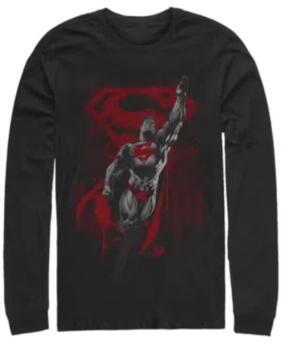 Fifth Sun Men's Superman Kryptons Living Legacy Long Sleeve Crew T-shirt In Black