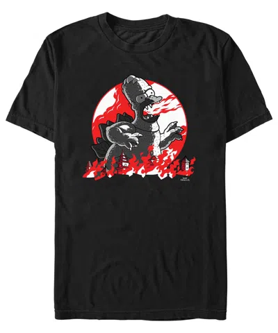 Fifth Sun Men's The Simpsons Red Moon Godzilla Homer Short Sleeves T-shirt In Black