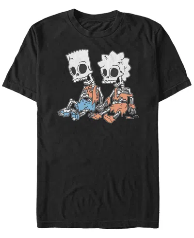 Fifth Sun Men's The Simpsons Skeleton Bart And Lisa Short Sleeves T-shirt In Black