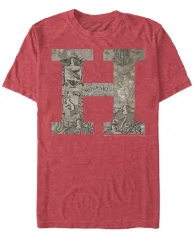 Fifth Sun Men's Vintage-like Hogwarts Short Sleeve Crew T-shirt In Red Heather