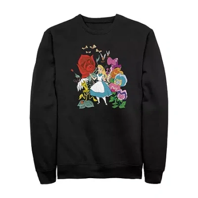 Fifth Sun Mens Crew Neck Long Sleeve Alice In Wonderland Sweatshirt In Black