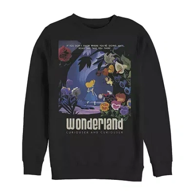 Fifth Sun Mens Crew Neck Long Sleeve Alice In Wonderland Sweatshirt In Black