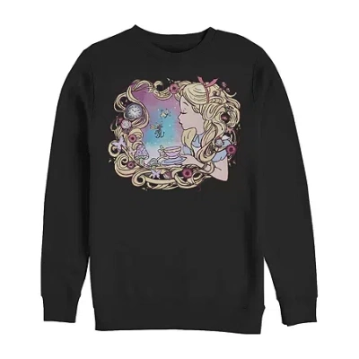 Fifth Sun Mens Crew Neck Long Sleeve Alice In Wonderland Sweatshirt In Black