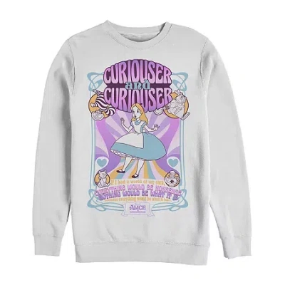 Fifth Sun Mens Crew Neck Long Sleeve Alice In Wonderland Sweatshirt In White