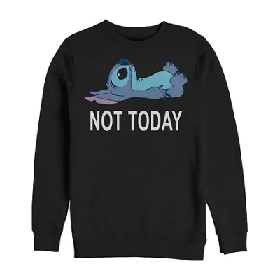 Fifth Sun Mens Crew Neck Long Sleeve Lilo & Stitch Sweatshirt In Black