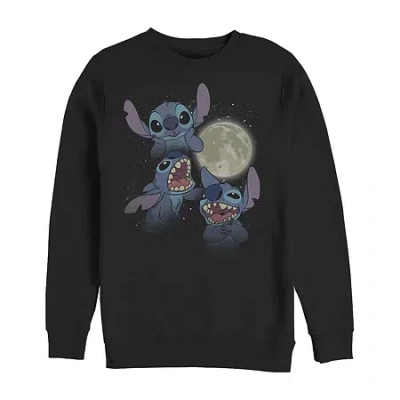 Fifth Sun Mens Crew Neck Long Sleeve Lilo & Stitch Sweatshirt In Black