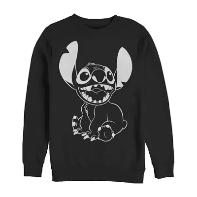 Fifth Sun Mens Crew Neck Long Sleeve Lilo & Stitch Sweatshirt In Black