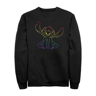 Fifth Sun Mens Crew Neck Long Sleeve Lilo & Stitch Sweatshirt In Black