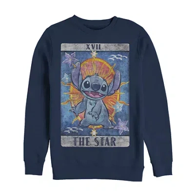 Fifth Sun Mens Crew Neck Long Sleeve Lilo & Stitch Sweatshirt In Blue