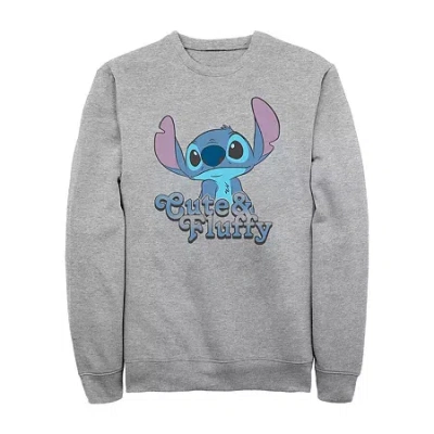 Fifth Sun Mens Crew Neck Long Sleeve Lilo & Stitch Sweatshirt In Gray