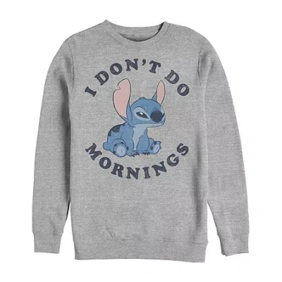 Fifth Sun Mens Crew Neck Long Sleeve Lilo & Stitch Sweatshirt In Gray
