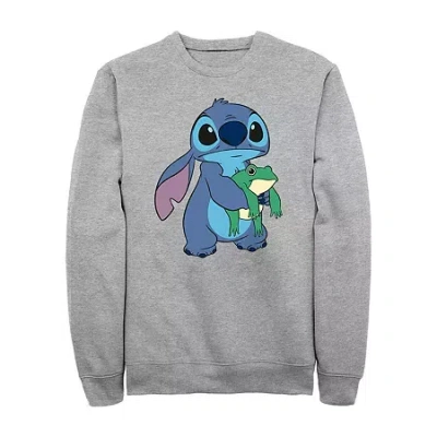 Fifth Sun Mens Crew Neck Long Sleeve Lilo & Stitch Sweatshirt In Gray