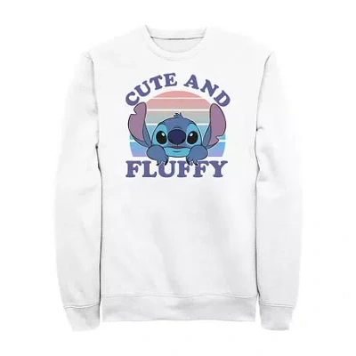 Fifth Sun Mens Crew Neck Long Sleeve Lilo & Stitch Sweatshirt In White
