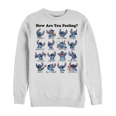 Fifth Sun Mens Crew Neck Long Sleeve Lilo & Stitch Sweatshirt In White